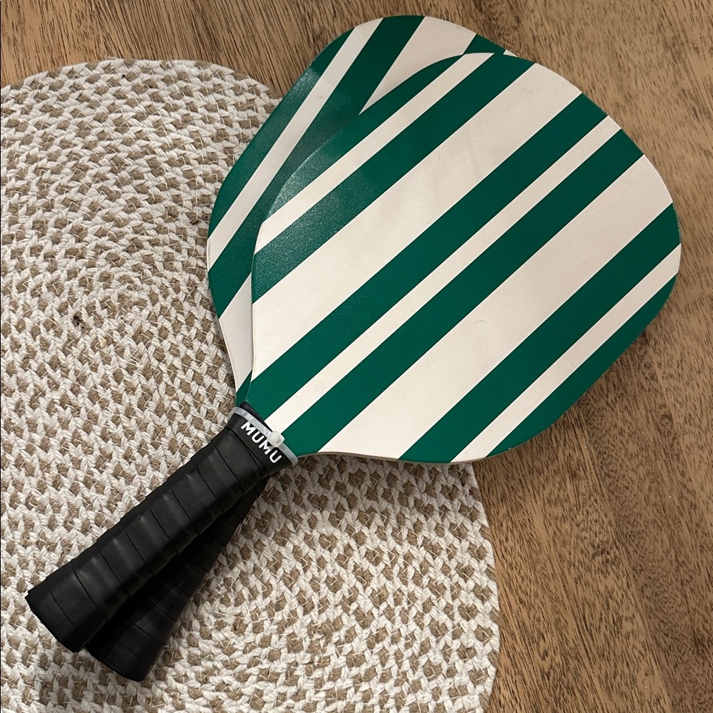 Show me your MUMU Striped Green and White Pickleball paddle pair set new